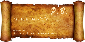 Pillis Balár névjegykártya